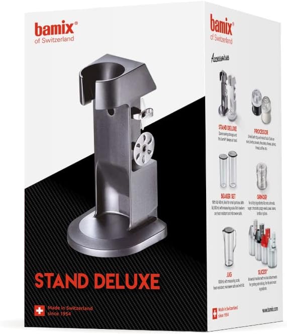 bamix Zubehör Stand Deluxe für alle bamix Stabmixer, Halter freistehend oder Wandmontage, Schwarz, S
