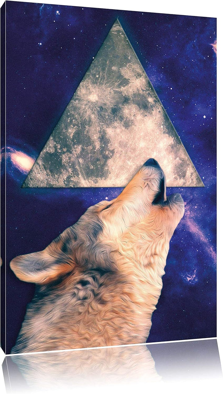 Howling Leinwandbild Bild auf Leinwand, XXL riesige Bilder fertig gerahmt mit Keilrahmen, Kunstdruck