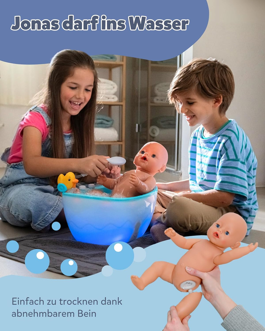 BABY born 836415 Jonas 43cm, Babypuppe mit 10 Funktionen und Accessoires, für Kinder ab 3 Jahren, fu