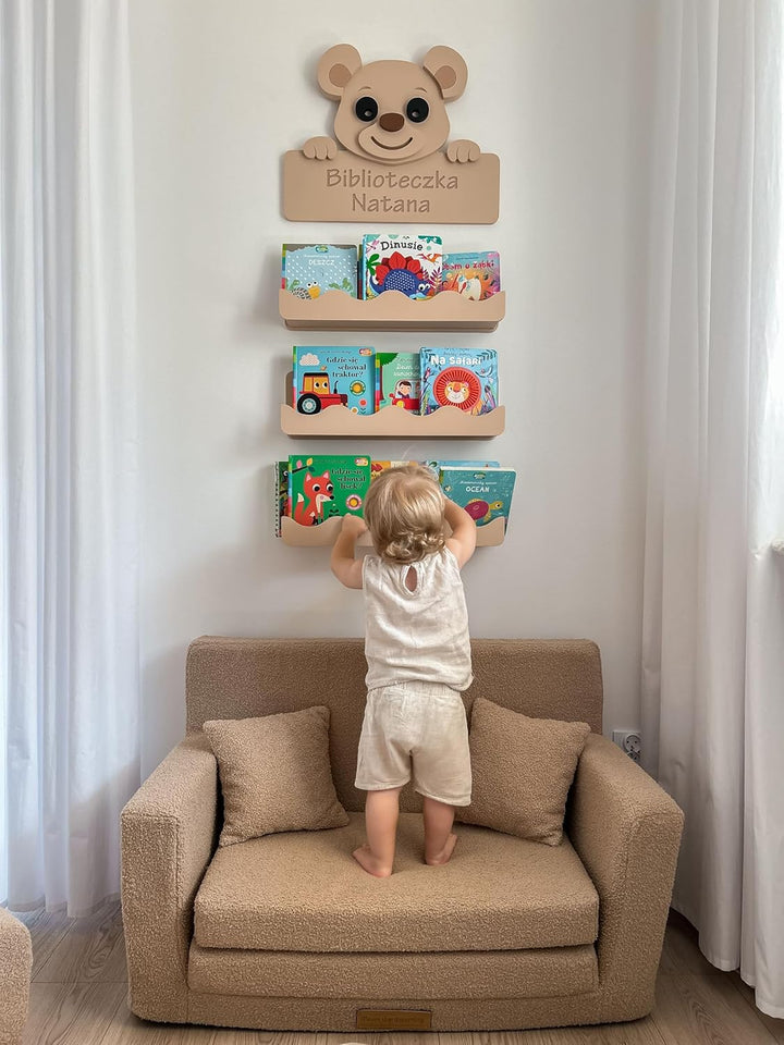 Flumi Personalisierte Kindercouch Kindersofa mit Schlaffunktion Gravur Kindername Kinder Sofa für Ki