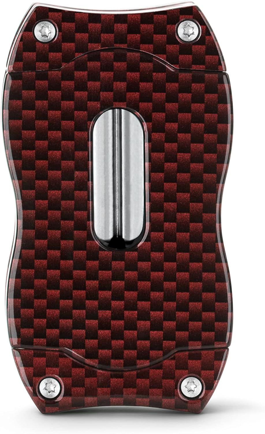 Colibri V-Cut Zigarrenschneider | Rotes Kohlefaserdruck | Federauslöser | Tiefer 7mm V-Schnitt | Bis