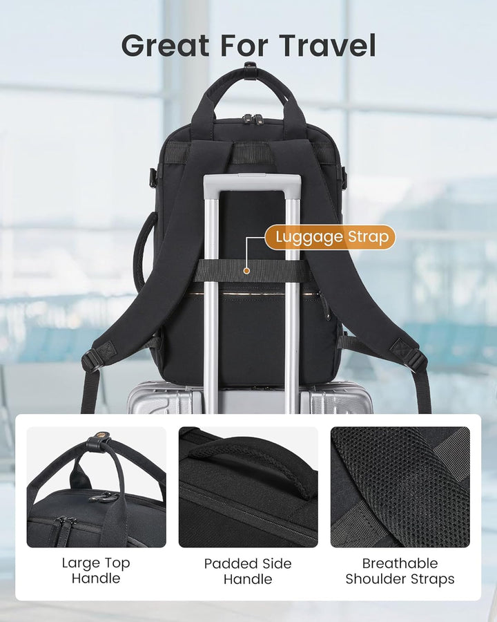 LOVEVOOK Reiserucksack Handgepäck Flugzeug, 15.6 Zoll Laptop Rucksack Damen Gross Travel Backpack Wo