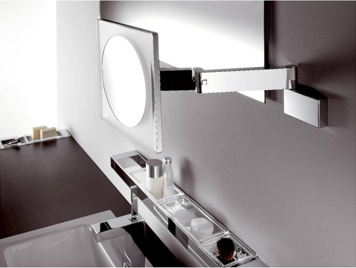 EMCO Pure Klebespiegel Rund (Ø 153 mm) 5-fach Vergrösserung fürs Badezimmer in Chrom - Spiegel, Mass