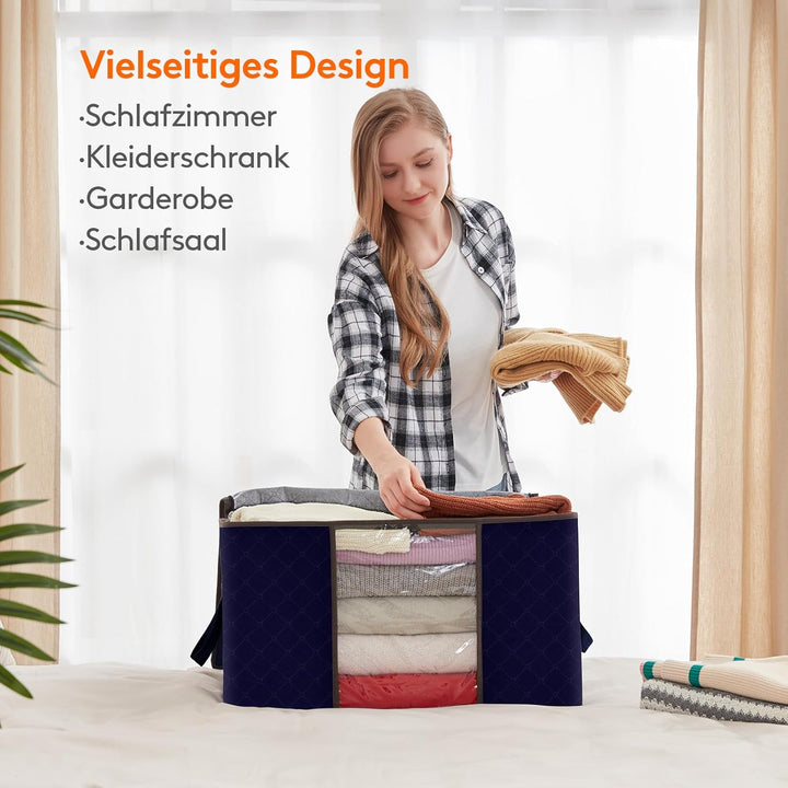Lifewit 3 Stück 90L Aufbewahrungstasche, Aufbewahrungsbox mit Deckel, Gross Kleideraufbewahrung Umzu