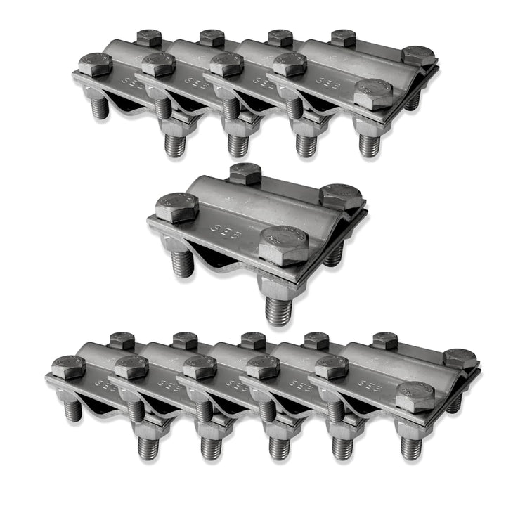 10 X Kreuzverbinder V4A | für Erdungsband bis 30 mm und Rundleiter bis Ø 10 mm | Schrauben M8
