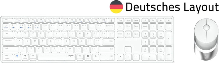 Rapoo 9850M kabelloses Tastatur-Maus Set Wireless Deskset 1600 DPI Sensor wiederaufladbarer Akku fla