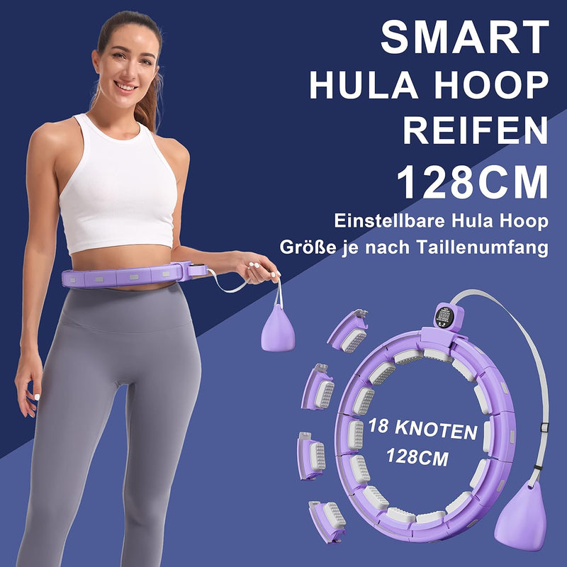 Smart Hula-Hoop Reifen Erwachsene & Anfänger,Hullahub Reifen zum Abnehmen，Smart Fitness Hoop Leise 1