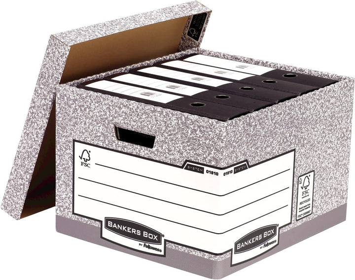 Bankers Box Archivbox mit FastFold System, gross, FSC, 10er-Packung, grau Grau Grosse, Grau Grosse