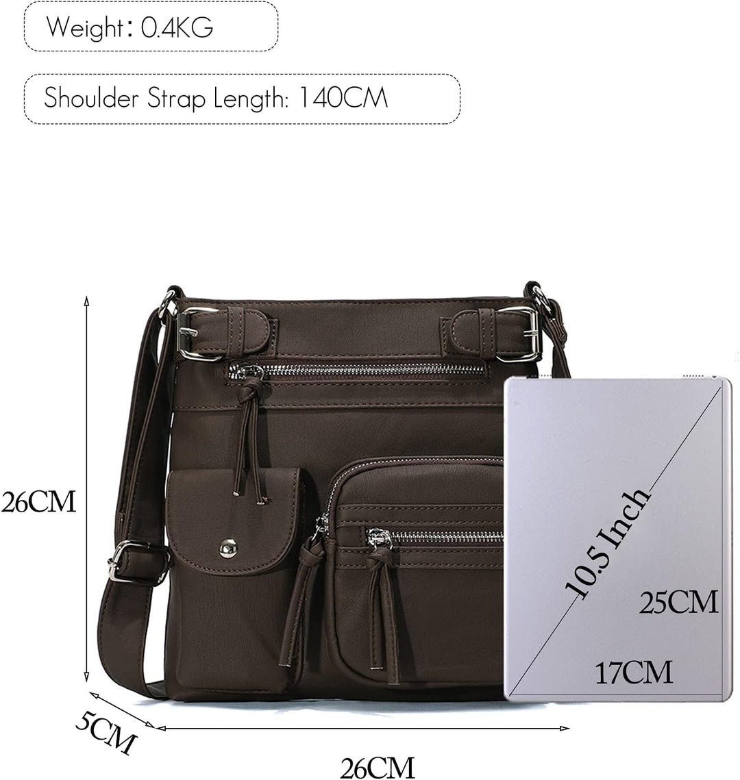 FANDARE Leichte Schultertasche Umhängetaschen Damen Schulranzen Handtaschen Klein Frauen PU Leder Wa