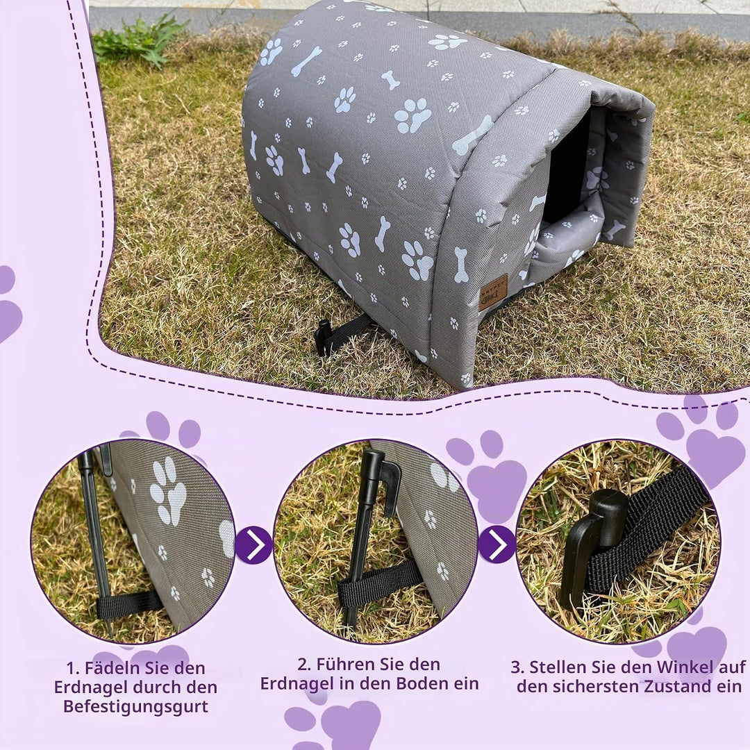 Katzenhaus Für Draussen Winterfest Wasserdicht Und Warm Faltbare Katzenhöhle mit Plüschkissen Weich