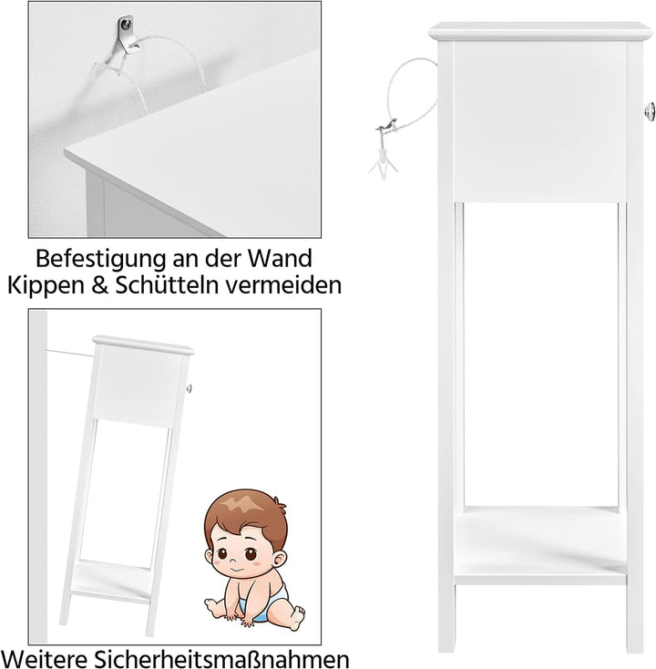 Yaheetech Nachttisch Nachtkommode mit 1 Schublade und 2 Ablagen Schlichter Nachtschrank Sofatisch Co