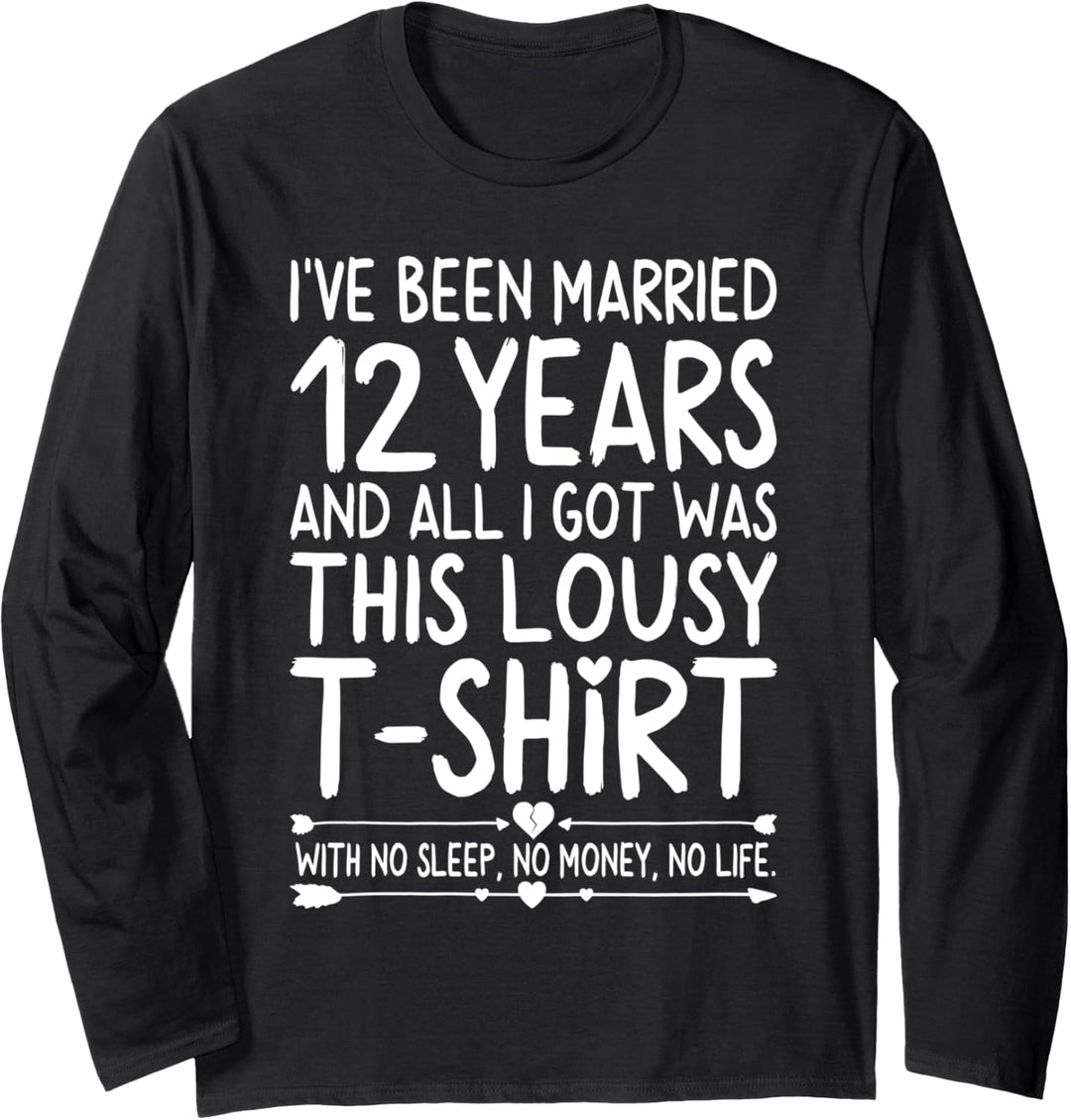 12th Wedding Anniversary Shirt for Her Him Wife and Couples Langarmshirt