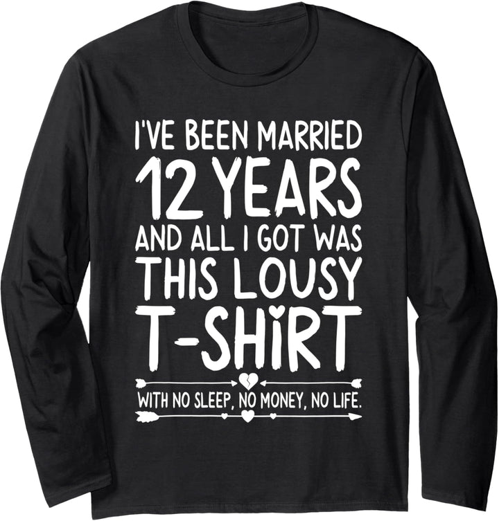 12th Wedding Anniversary Shirt for Her Him Wife and Couples Langarmshirt