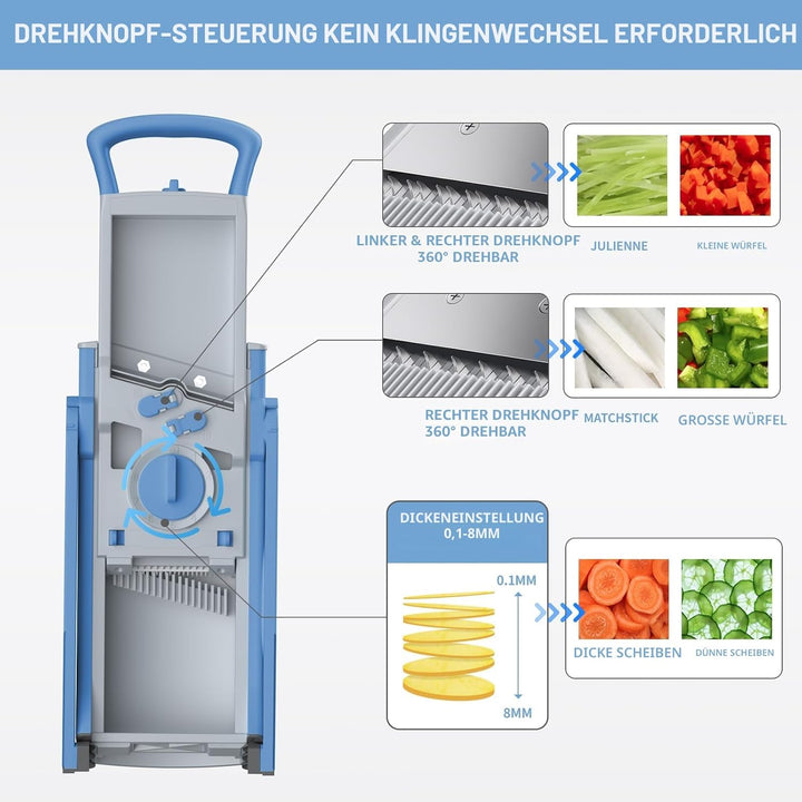 ONCE FOR ALL Gemüseschneider mit Auffangbecken, Aufgewertet Gemüsehobel ideal als Pommesschneider &