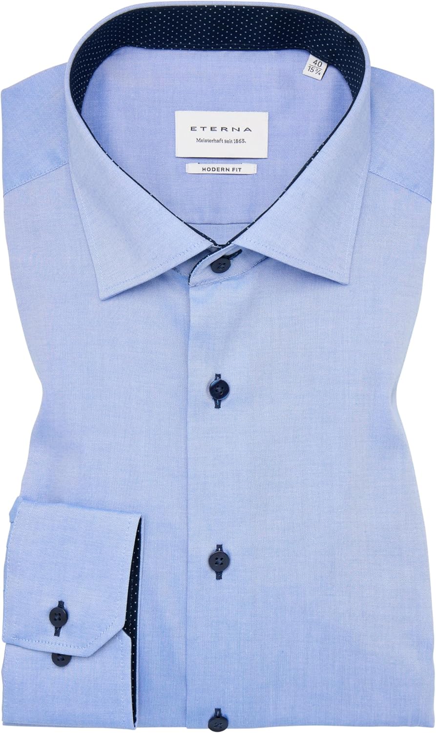 ETERNA Herren Pinpoint Oxford Hemd MODERN FIT 38 Kragen / 67 Ärmel Blau, 38 Kragen / 67 Ärmel Blau