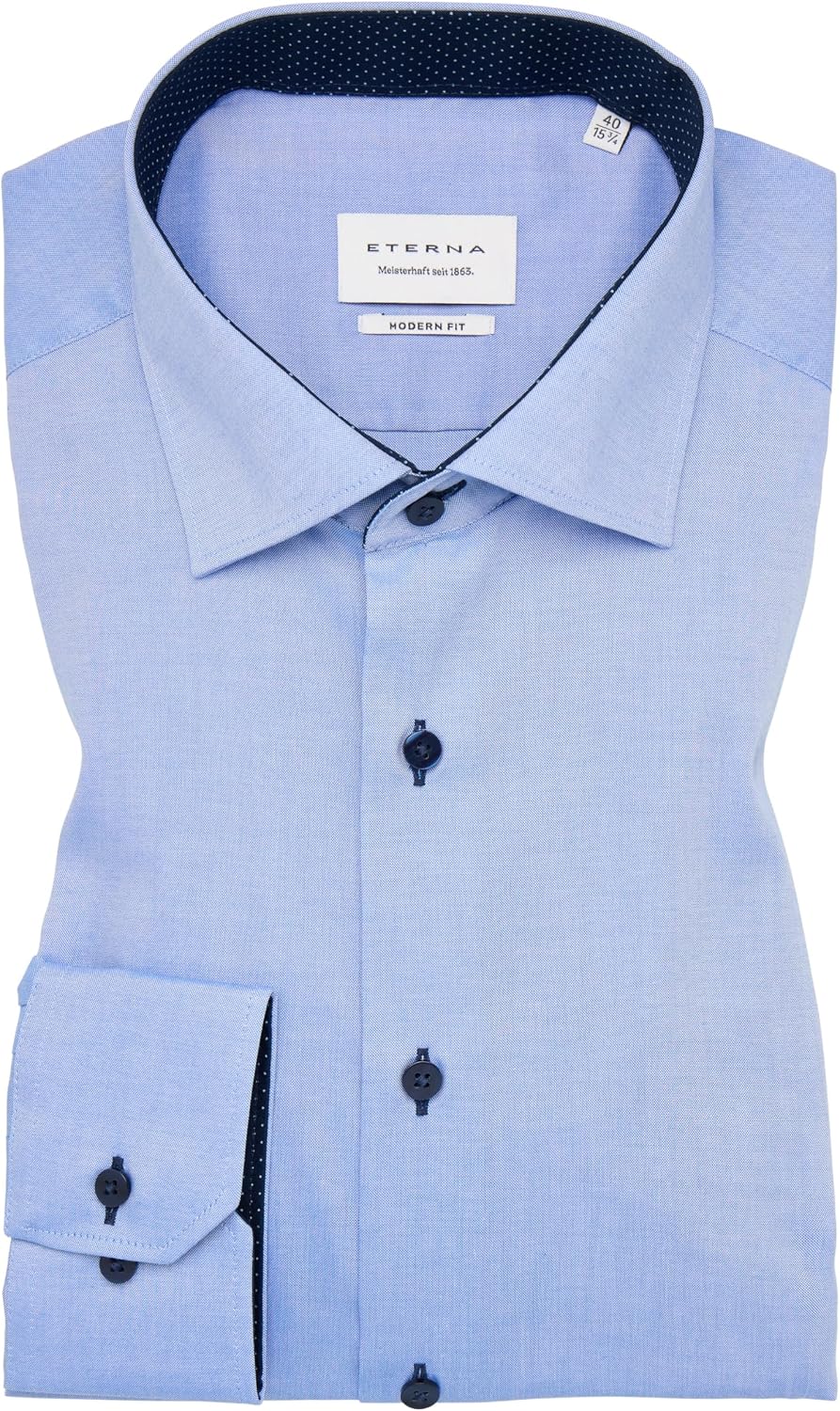 ETERNA Herren Pinpoint Oxford Hemd MODERN FIT 46 Kragen / 67 Ärmel Blau, 46 Kragen / 67 Ärmel Blau