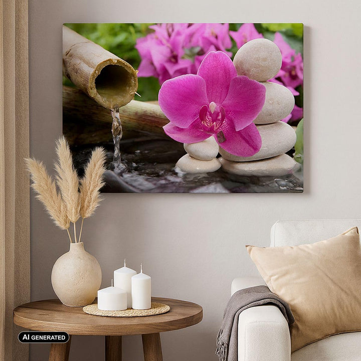 Bilder auf Leinwand 100x70cm Leinwandbild Orchidee Bambus Dekoration Spa Gross Wanddeko Bild Schlafz