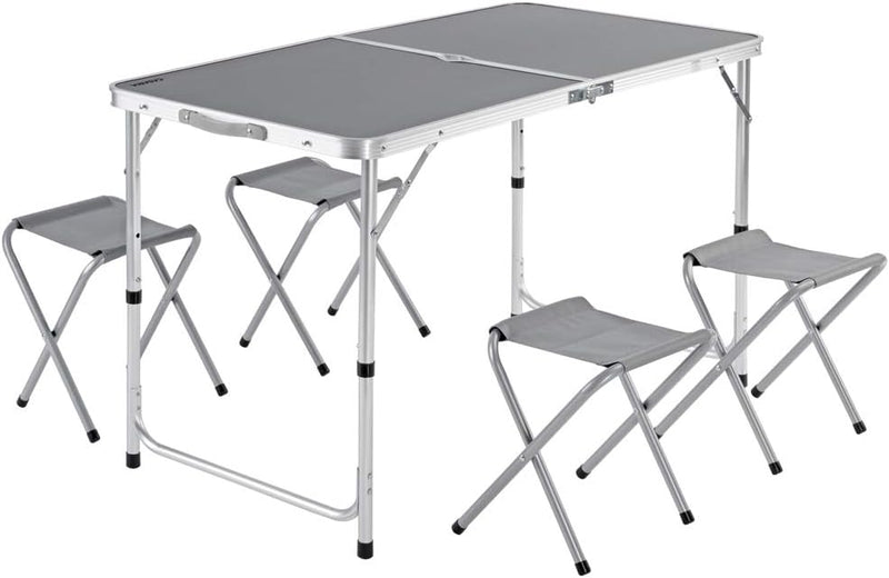CASARIA® Klapptisch Wetterfest Höhenverstellbar Campingtisch mit Stühlen Gartentisch Falttisch 120x6