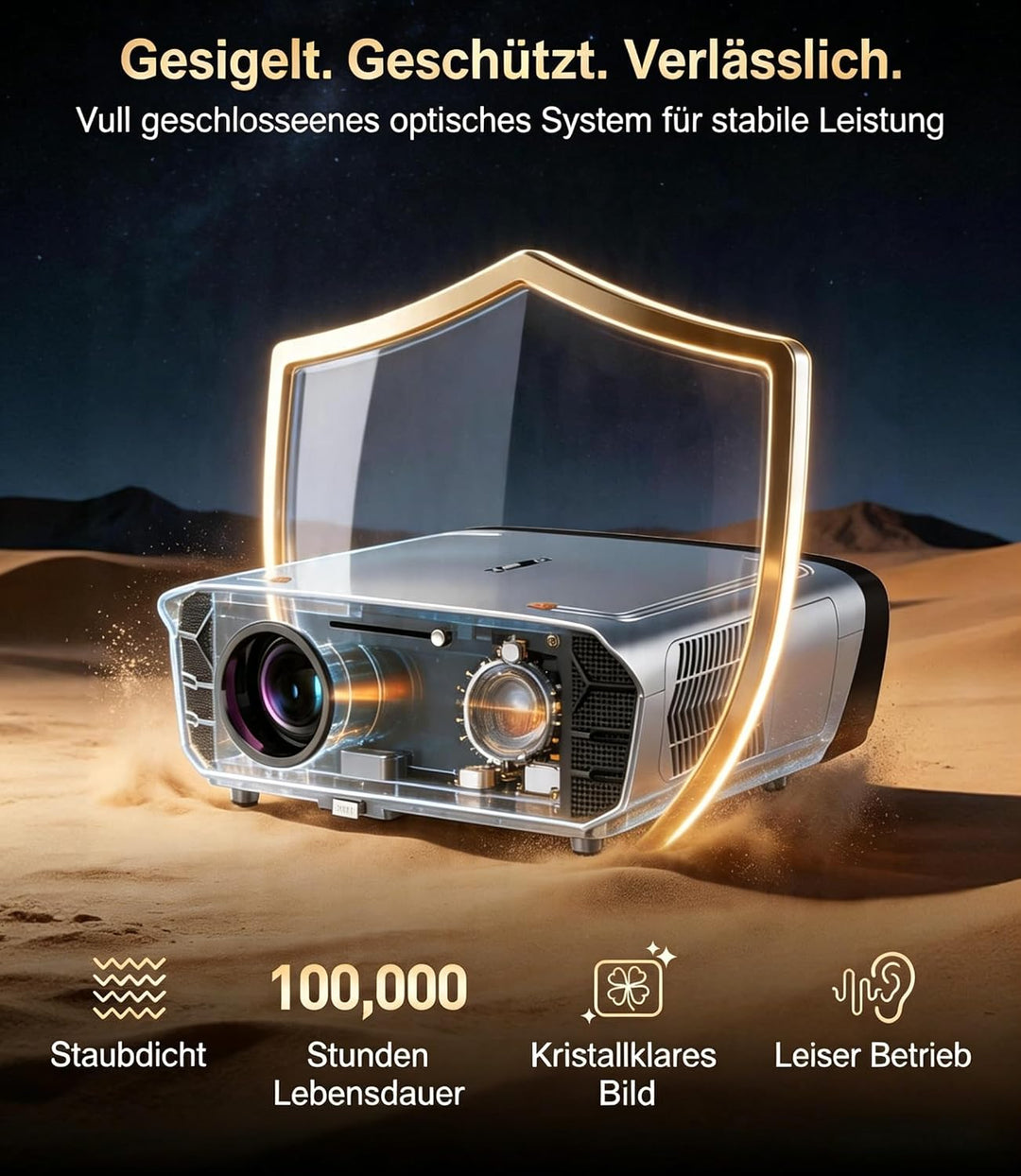 4K Smart Beamer mit Google TV – 2550 ANSI Lumen Tageslicht-Projektor, 70W Dolby Audio, ToF Autofokus
