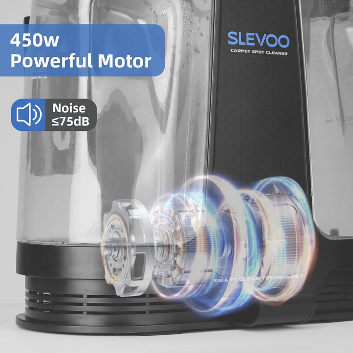 Slevoo 450W Polsterreiniger Gerät, Inklusive Reinigungslösung, Tragbarer Teppich- und Polsterreinige