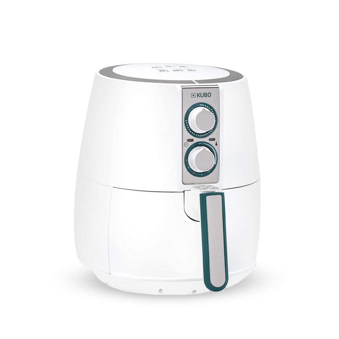 Kubo 2,5-Liter-ölfreie Fritteuse, Heissluftfritteuse, 1500 W, einstellbare Temperatur, Timer, Weiss,