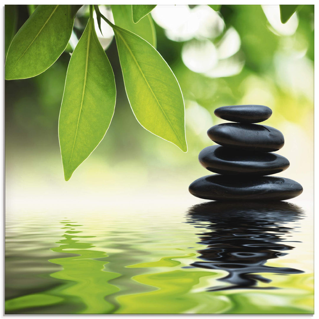 ARTland Glasbilder Wandbild Glas Bild einteilig 50x50 cm Quadratisch Asien Wellness Entspannung Spa