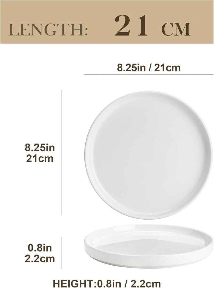 MALACASA Dessertteller 6 Personen, Ø 21 cm Kleine Teller Set aus Porzellan, Frühstücksteller mit Ste