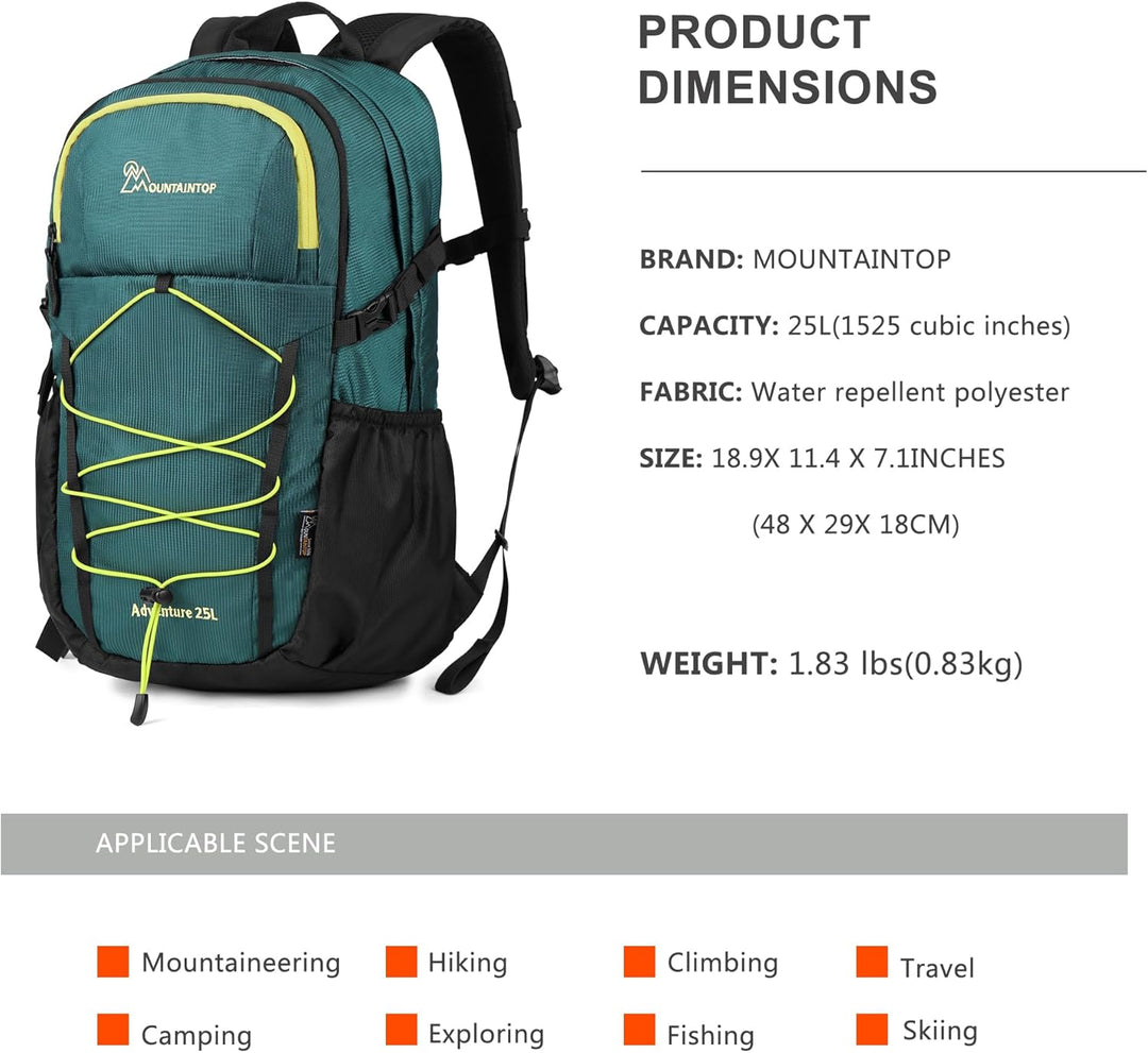 Mountaintop 25L/30L Wanderrucksack Daypack Damen Herren für Tageswanderungen, Outdoor, Radtouren 25L