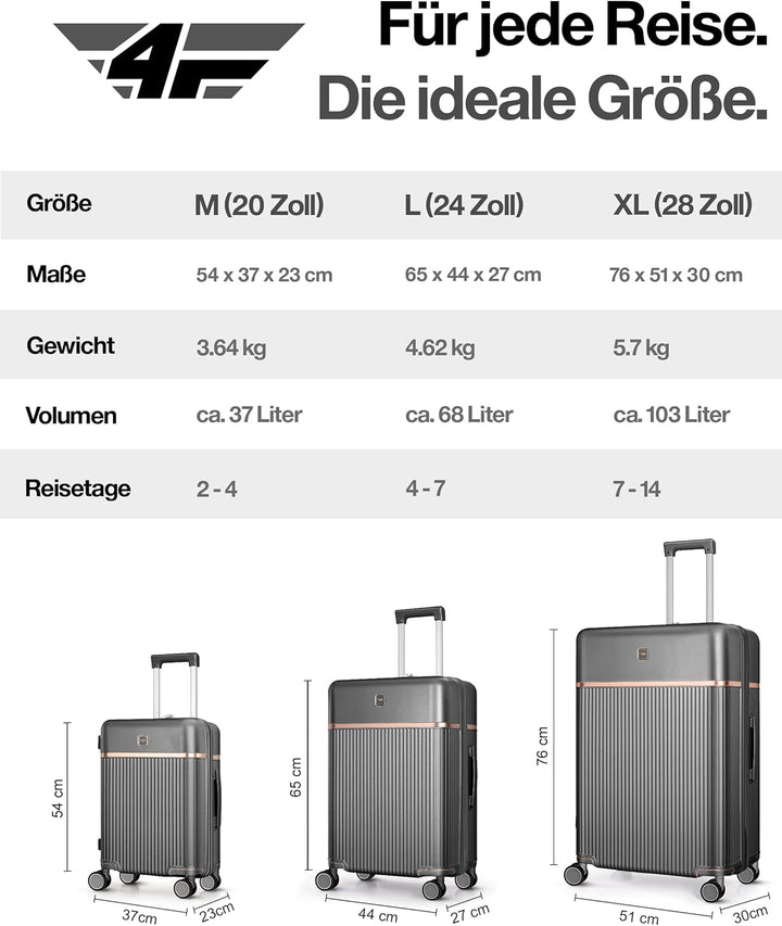 Leichter Premium Hartschalen-Reisekoffer XL - Gross 76 cm (103L) – Grosser Trolley Koffer mit TSA-Sc