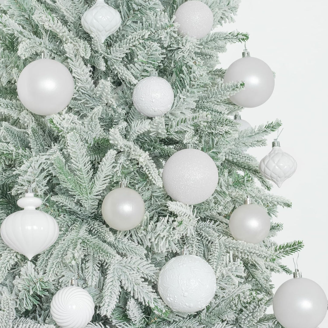 Busybee weihnachtskugeln 18 Stücke 8CM Ornamente für Weihnachtsbaum Weiss Christbaumkugeln Weihnacht