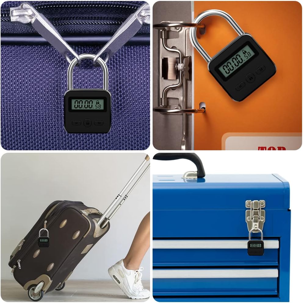 Mizikuu Digitales Zeitschloss, Smart Time Lock Mit LCD-Display, USB Sicherheits-Vorhängeschloss, Hea