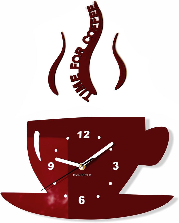 TASSE Time for Coffee (Zeit für Kaffee) Moderne Küche Wanduhr, Braun, 3d römisch, wanduhr deko, Brau