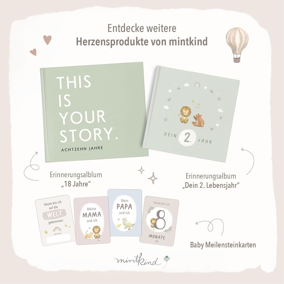 mintkind® Babytagebuch mein erstes Jahr Babyalbum Erinnerungsbuch Baby Coffee Table Edition Leinenei