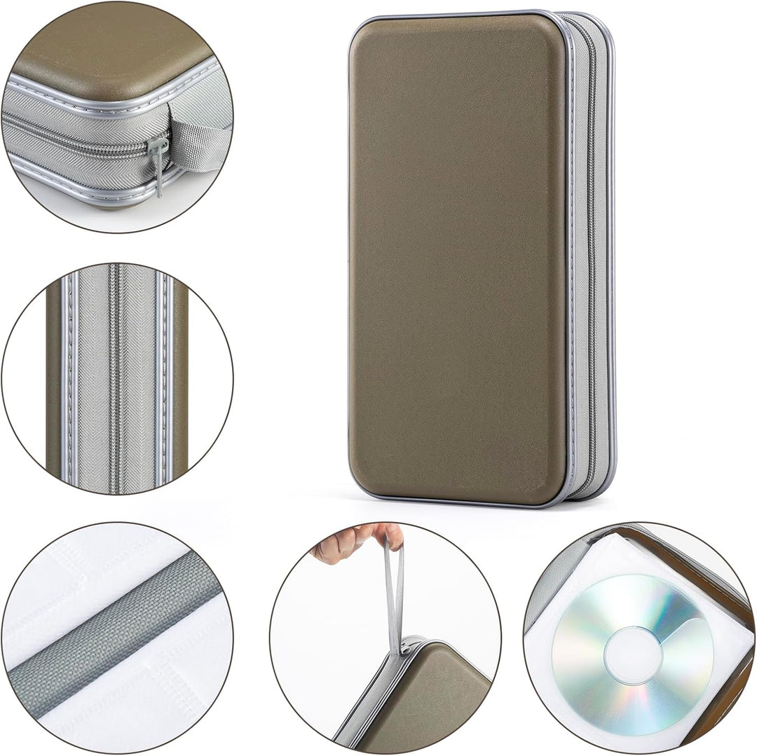 UENTIP CD-Hülle mit 96 Kapazitäten, tragbare DVD-Hülle aus Hartplastik,CD-Organizer,Brieftasche,schü