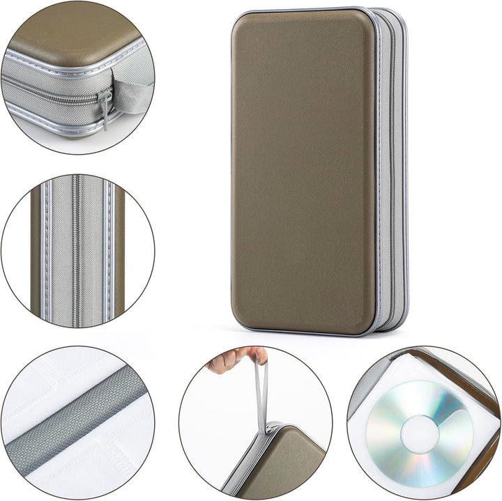 UENTIP CD-Hülle mit 96 Kapazitäten, tragbare DVD-Hülle aus Hartplastik,CD-Organizer,Brieftasche,schü