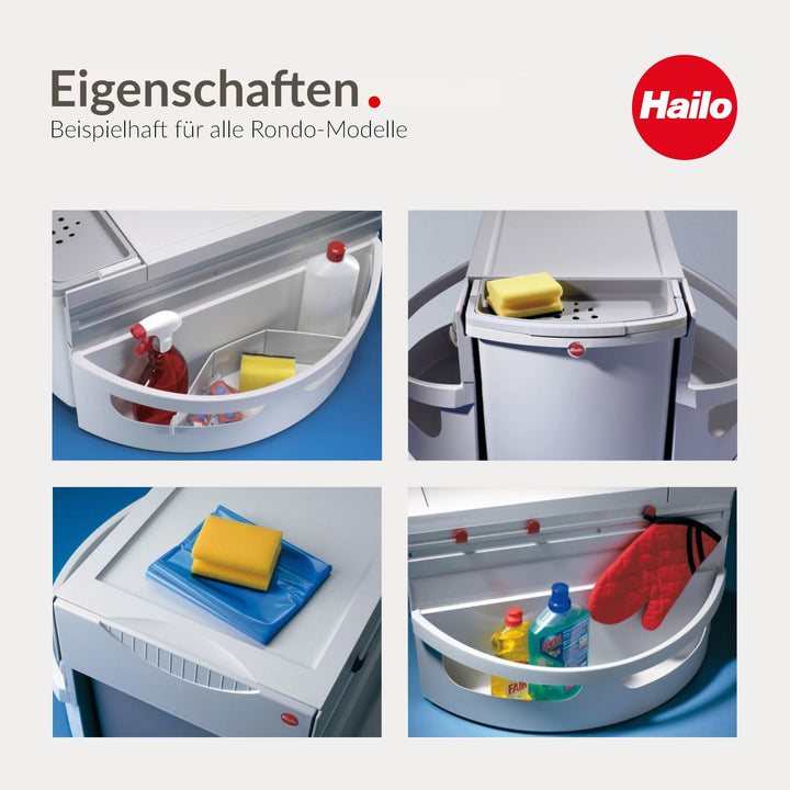 Hailo Abfallsammler Rondo 3645121 | Eckabfallsammler 2fach für 90x90 Eckunterschrank | 2x 18 Liter I