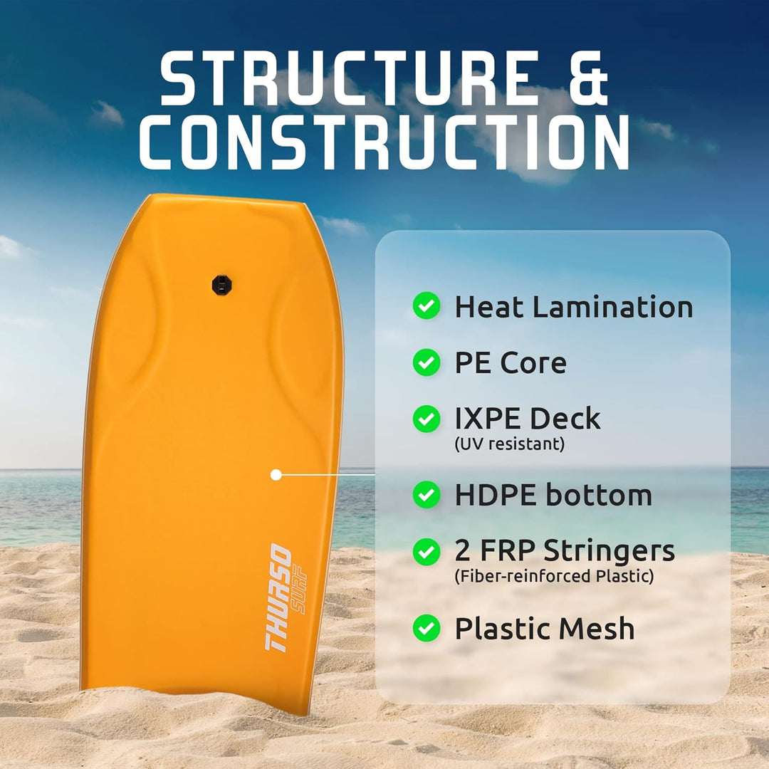 THURSO SURF Hochleistungs-Bodyboard 106,7 cm PE-IXPE-Deck HDPE-Boden FRP-Stringer Doppeltes Drehgele