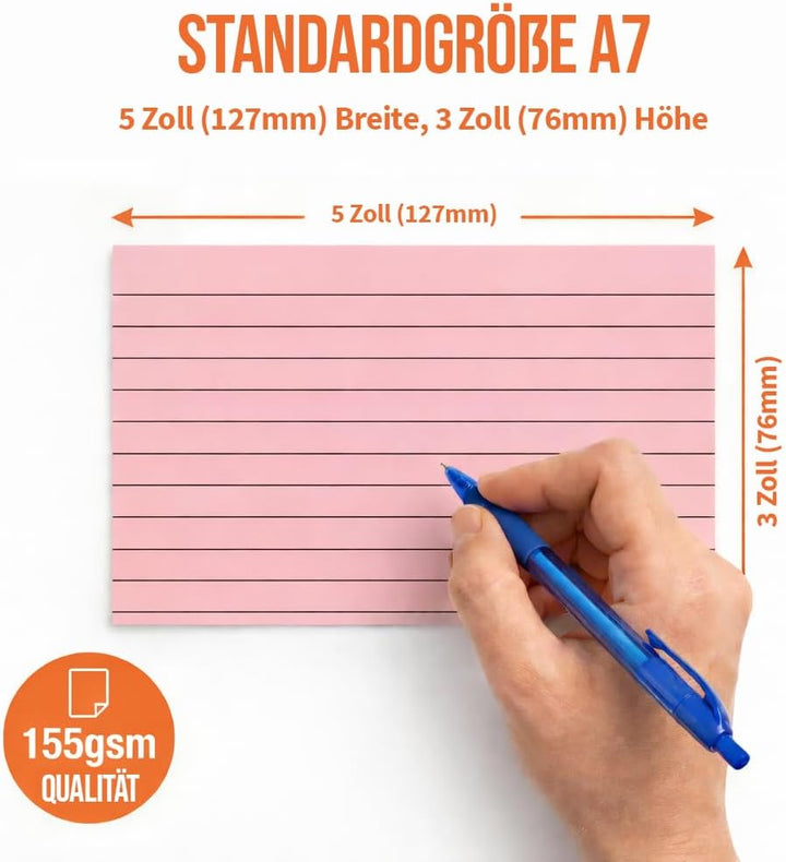 Revisionskarten, 127 x 76 mm, blanko, Karteikarten, Karteikarten, liniert, 127 x 76 mm, 300 Stück, 3