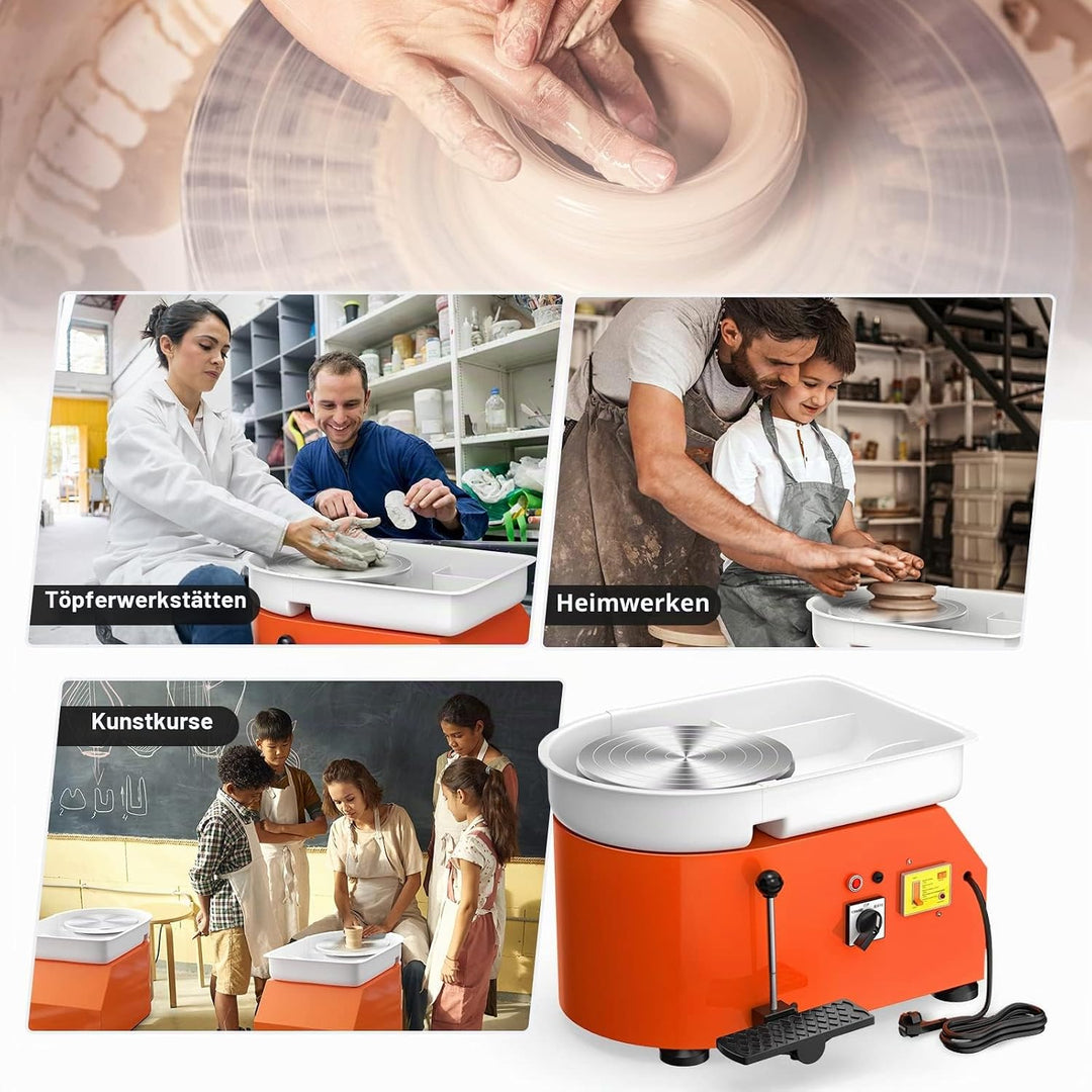 VAYOTOY Elektrische Töpferscheibe 25CM 350W Professionelle Töpferscheibe Formmaschine Keramik Clay M