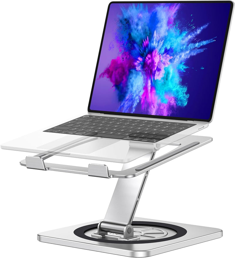 EOIWUY Laptop Ständer mit 360° Drehteller, Verstellbar Laptop Stand, Ergonomischer, Belüfteter, Falt