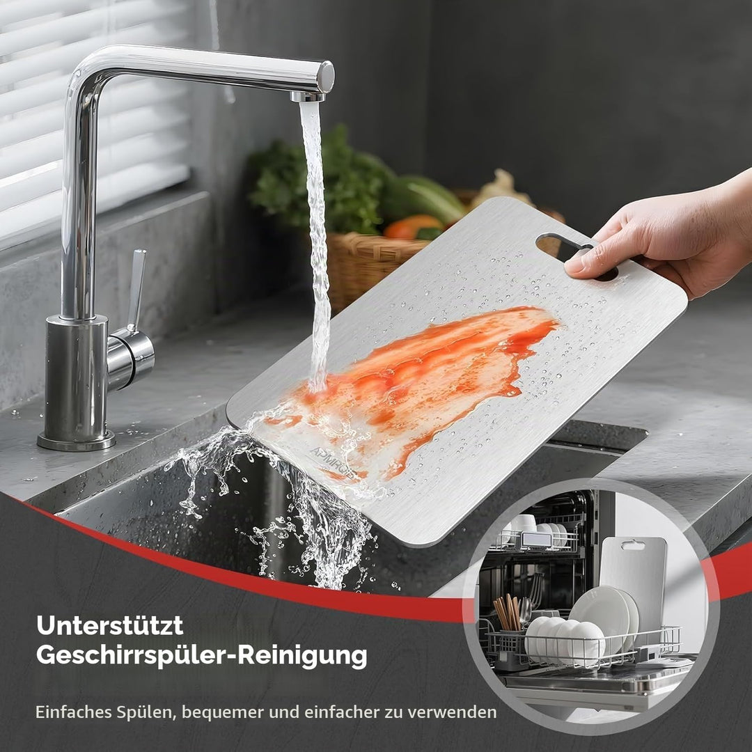 3 Stück Verdickt Titan Schneidebrett, S316 Edelstahl Titanium Cutting Board, Doppelseitiges Lebensmi