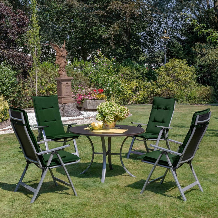 Beautissu 2er Set Gartenstuhlauflage für Hochlehner mit Schaumkern Füllung | 120x50x6cm Dunkelgrün w