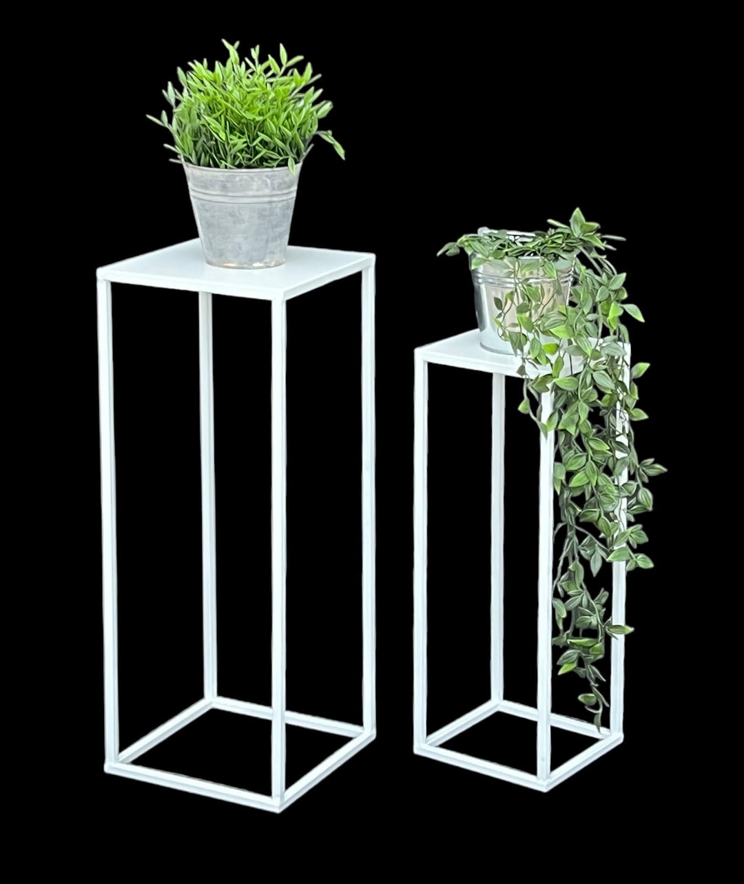 DanDiBo Blumenhocker Metall Weiss Eckig Blumenständer Beistelltisch 96482 2er Set Blumensäule Modern