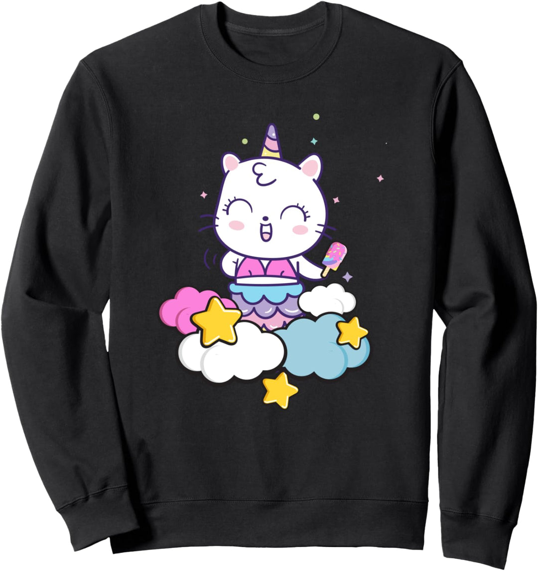 Kawaii Katze Einhorn Wolke Japan Anime Fan Geschenk Kawaii Sweatshirt