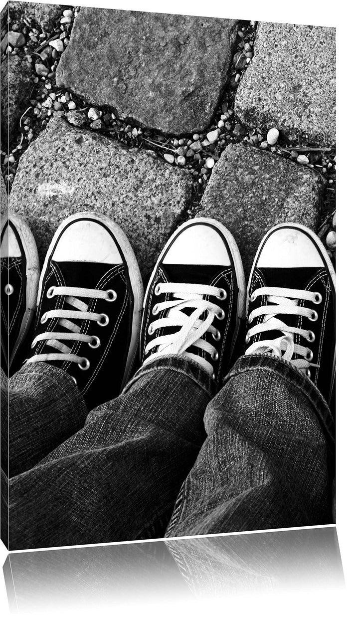 Pixxprint Lässige Schuhe als Leinwandbild/Grösse: 100x70 / Wandbild/Kunstdruck/fertig bespannt, 100x