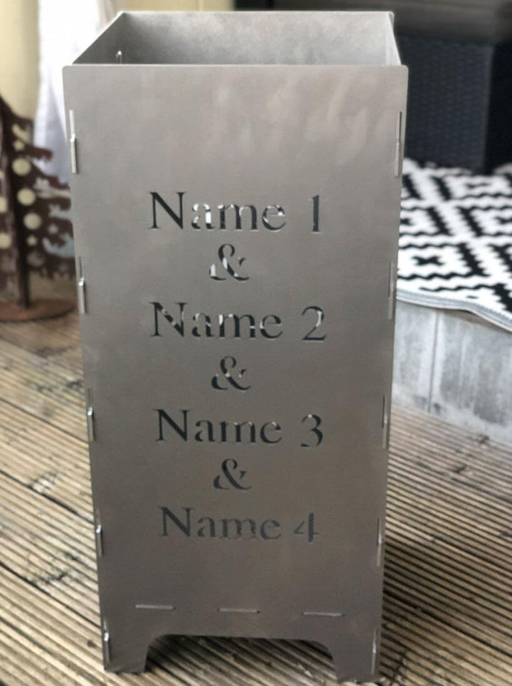 EXTRAVAGANT® Feuertonne, Feuerstelle, Feuerkorb, Feuersäule PERSONALISIERT für den Garten, Terrasse,