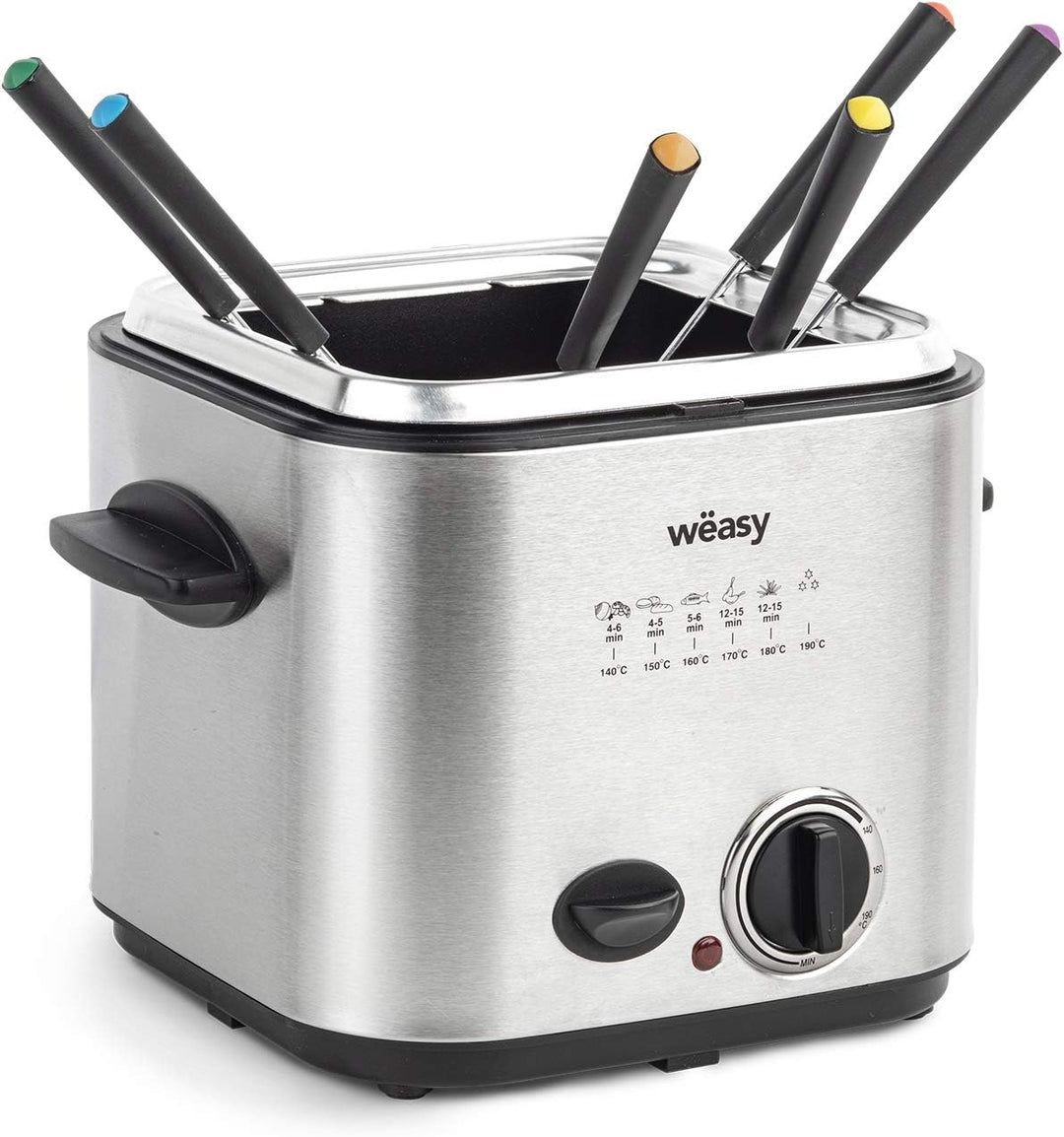 Wëasy TB600 Fritteuse und Fondue, 2 in 1, elektrisch, 1,2 l, Edelstahl, multifunktional, kompakt, 6