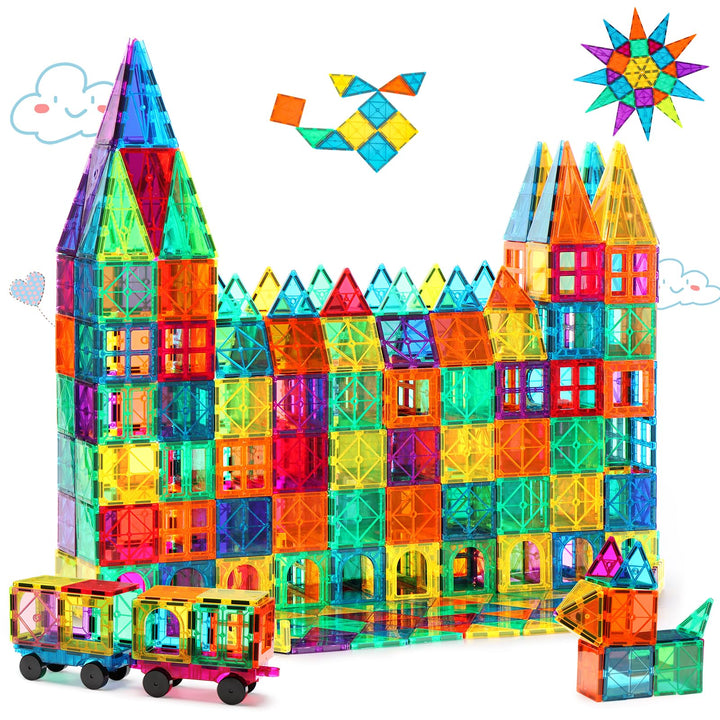 Gemmicc Magnetische Bausteine 100-teilig mit 2 Autos, STEM-zertifiziertes edukatives Magnetspielzeug