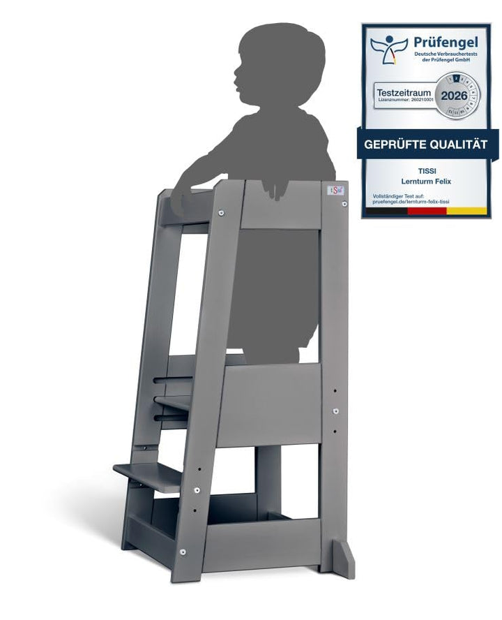 tiSsi Lernturm Learningtower Felix, Entdeckertum Montessori mitwachsend Buche grau