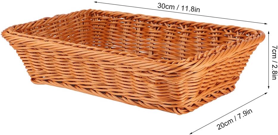 Tissting Rechteckige Rattan Gewebter Brotkorb Lebensmittel Brot Obst Aufbewahrungskorb Tischplatte E